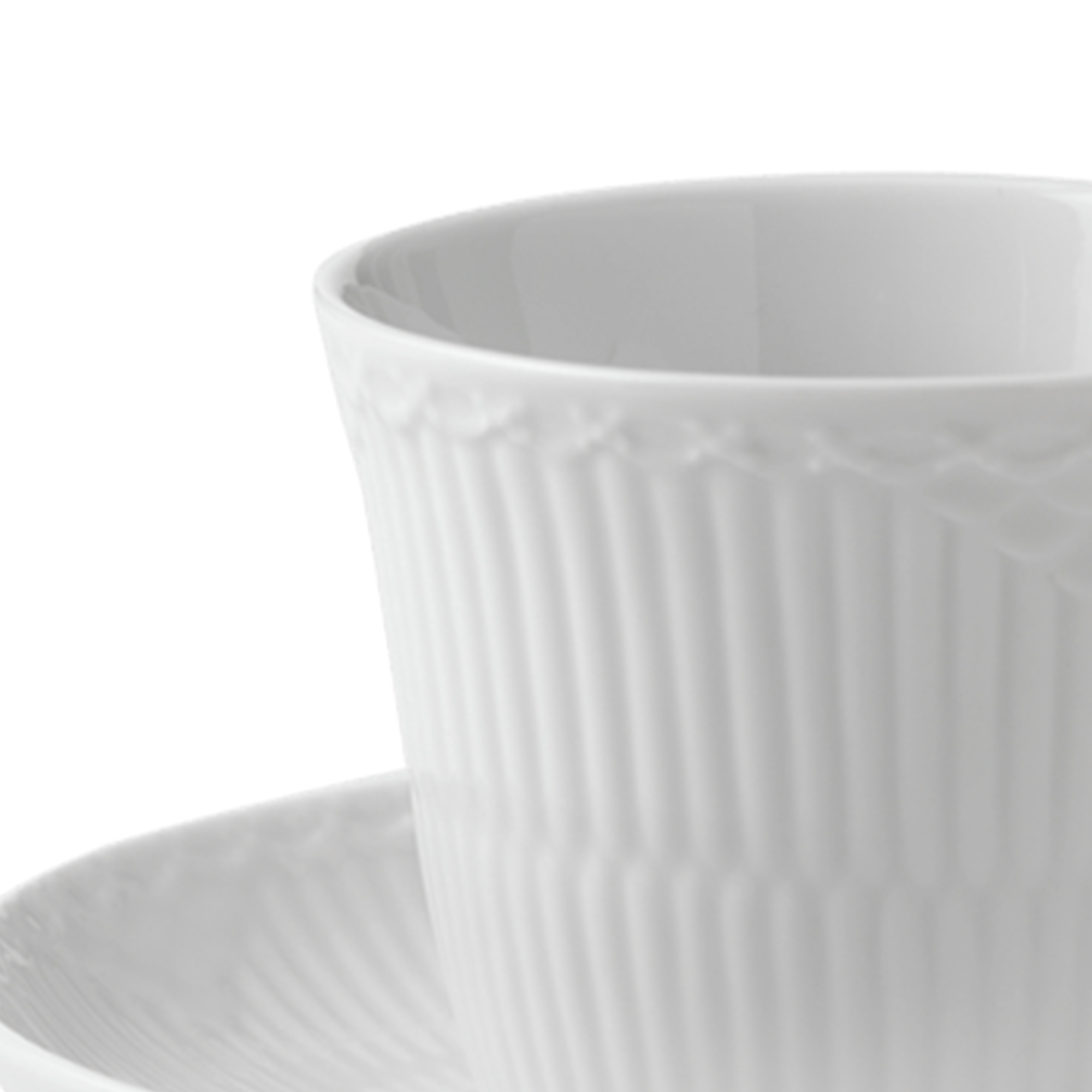 Zoom image of White Fluted Half Lace High Handle Cup and Saucer 25 cl